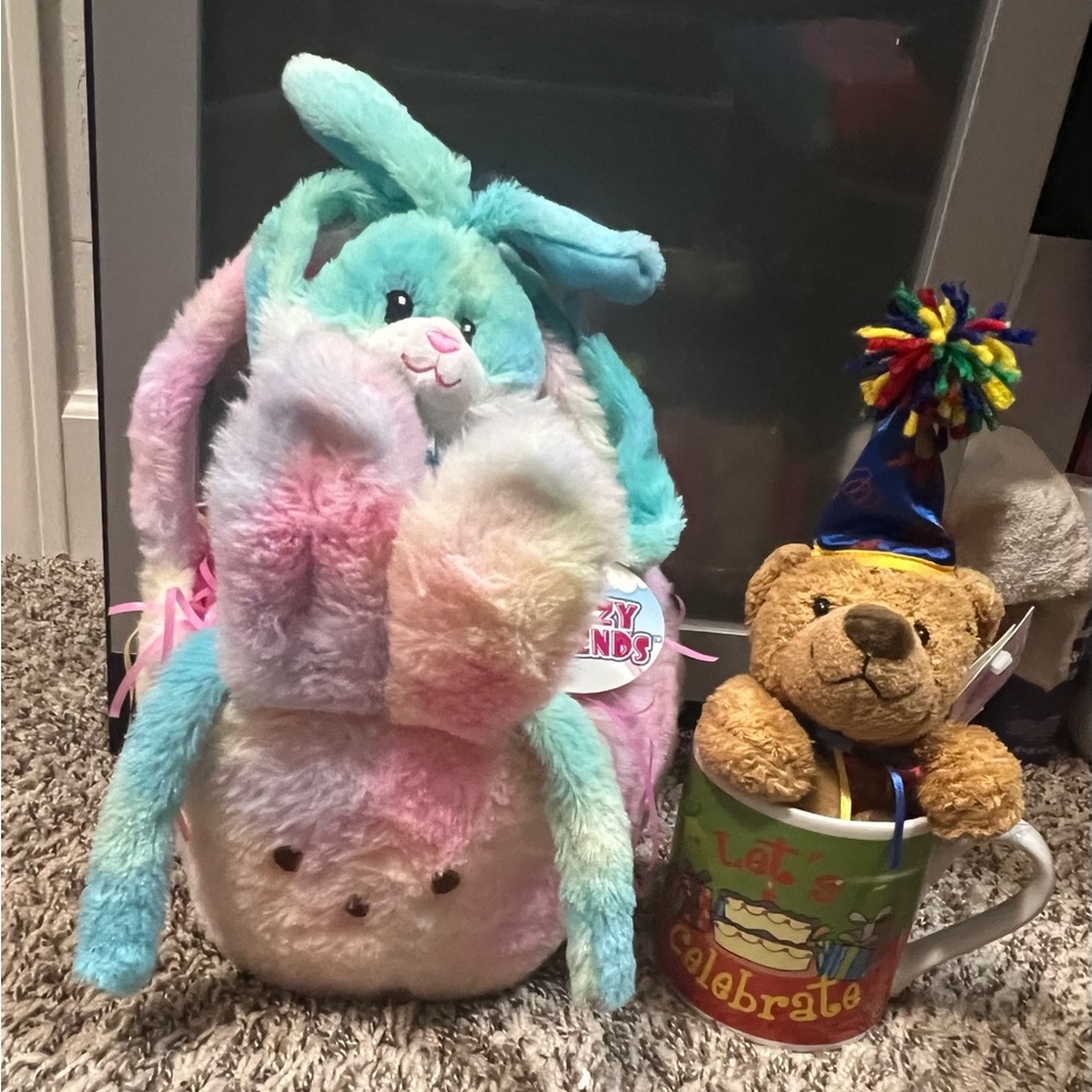 Bunny basket & teddy bear with mug bundle gift
